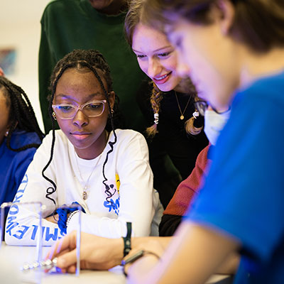 University High students working in a lab