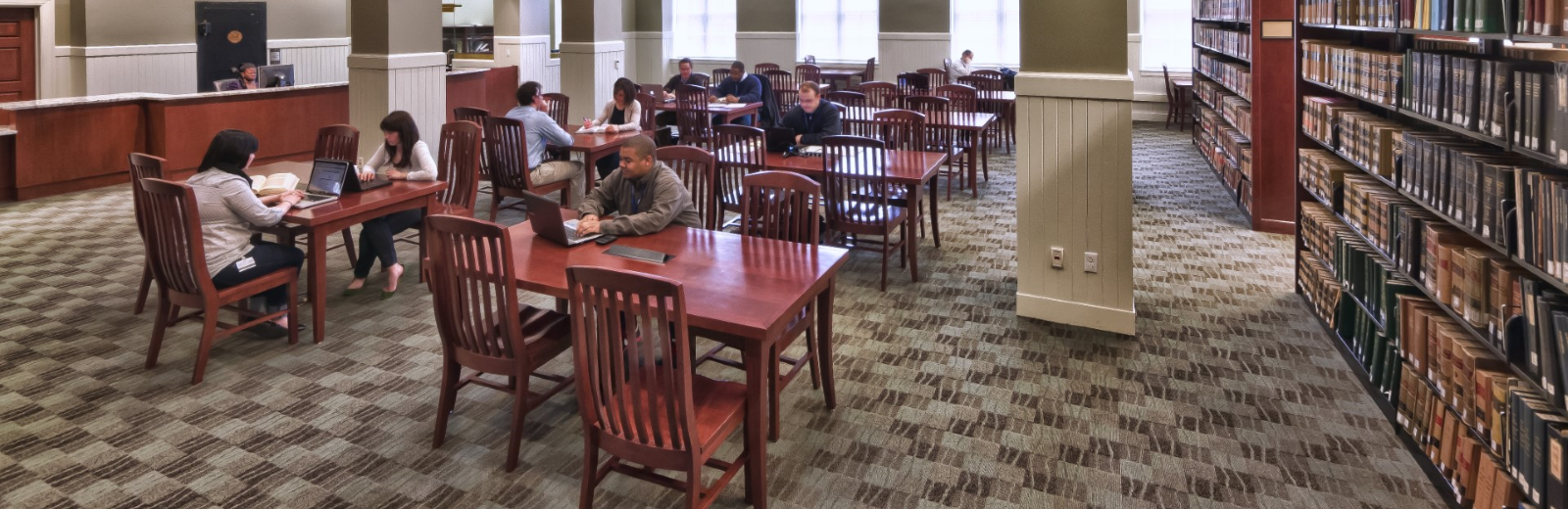Students studying in library