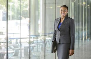 young woman business professional in suit
